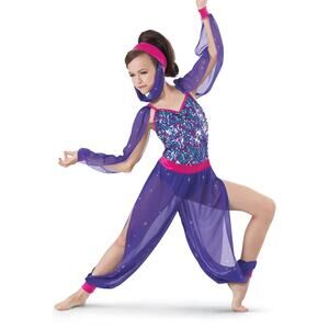 Dance Costume Medium Child Purple Weissman 8384 Jazz Genie Arabian Rhinestones